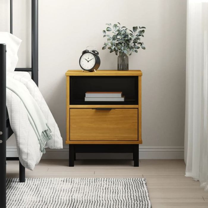 Bedside Cabinet Flam 40x35x50 Cm Solid Wood Pine Tpinox