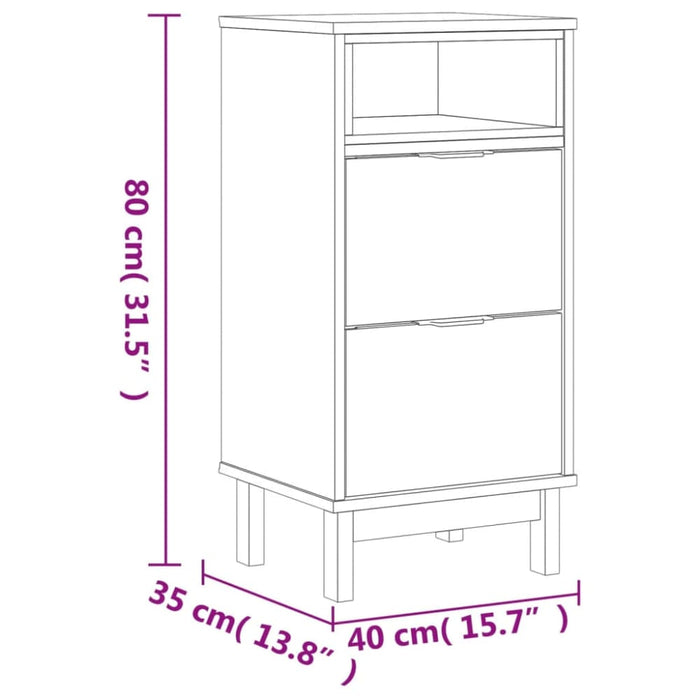 Bedside Cabinet Flam 40x35x80 Cm Solid Wood Pine Tpinoa
