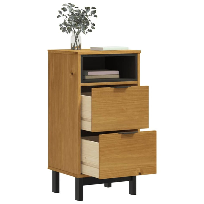 Bedside Cabinet Flam 40x35x80 Cm Solid Wood Pine Tpinoa