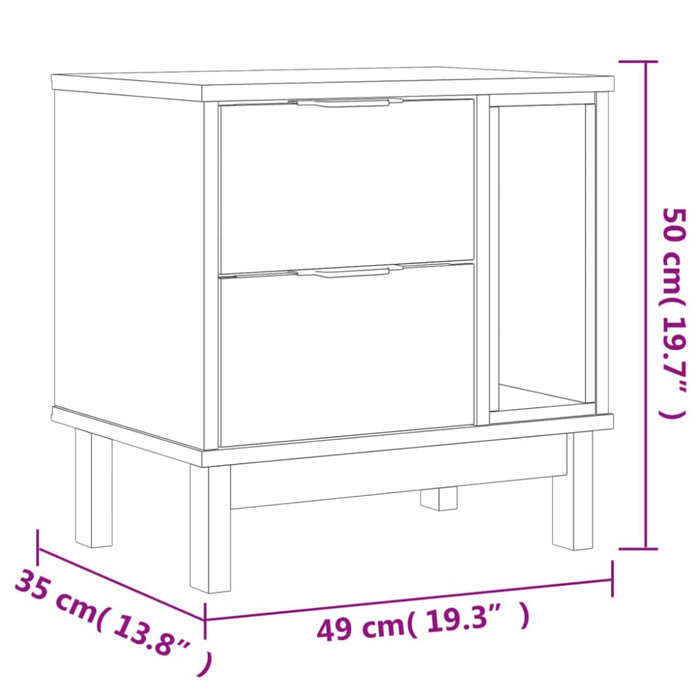Bedside Cabinet Flam 49x35x50 Cm Solid Wood Pine Tpinot