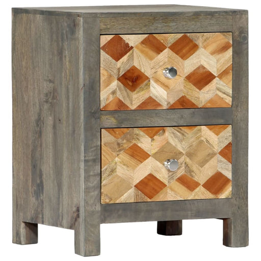 Bedside Cabinet Grey 40x30x50 Cm Solid Mango Wood Xnxita