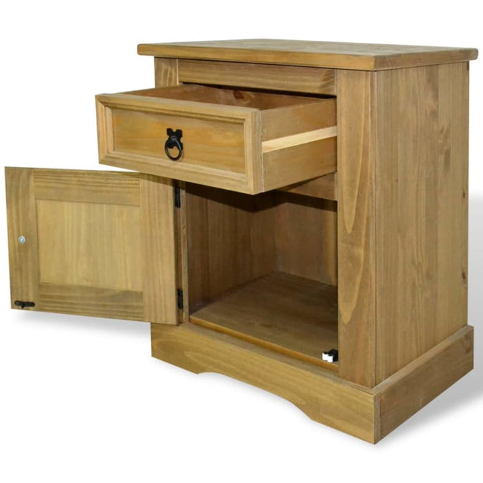 Bedside Cabinet Mexican Pine Corona Range 53x39x67 Cm Xatitb