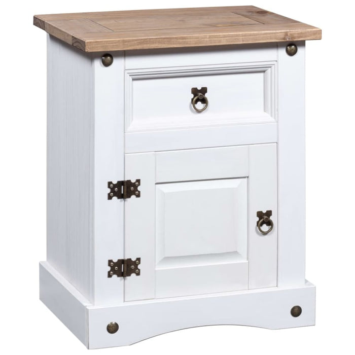 Bedside Cabinet Mexican Pine Corona Range White 53x39x67 Cm