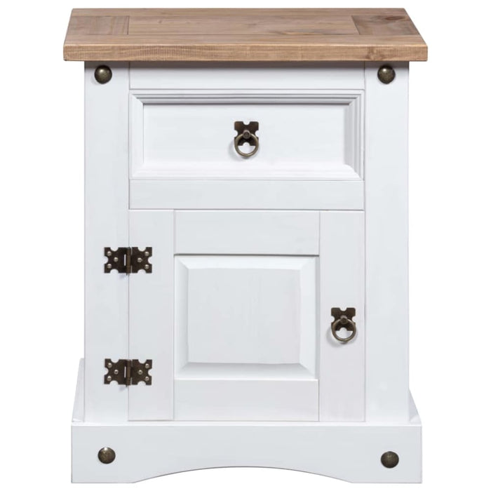 Bedside Cabinet Mexican Pine Corona Range White 53x39x67 Cm
