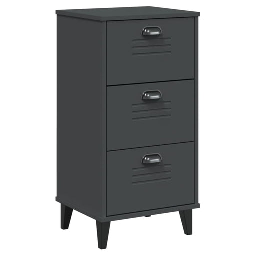 Bedside Cabinet Viken Anthracite Grey Solid Wood Pine Tiakok