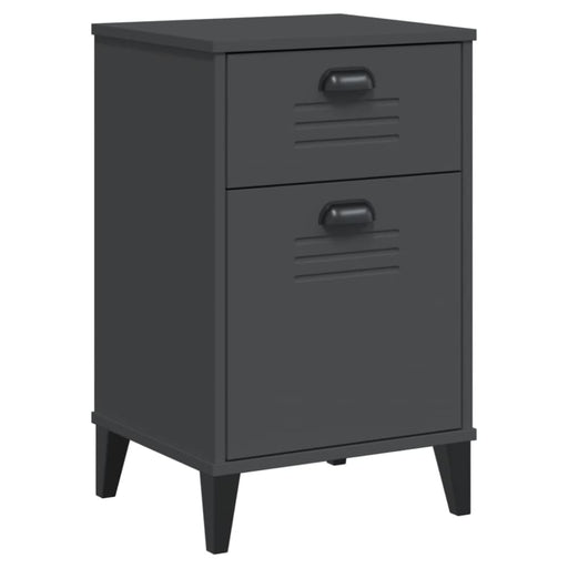 Bedside Cabinet Viken Anthracite Grey Solid Wood Pine Tiakol