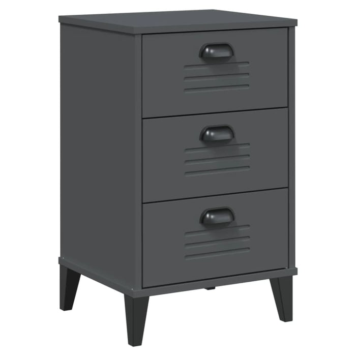 Bedside Cabinet Viken Anthracite Grey Solid Wood Pine Tiakot