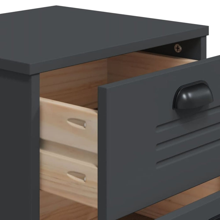Bedside Cabinet Viken Anthracite Grey Solid Wood Pine Tiakot