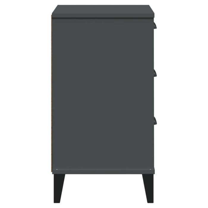 Bedside Cabinet Viken Anthracite Grey Solid Wood Pine Tiakot