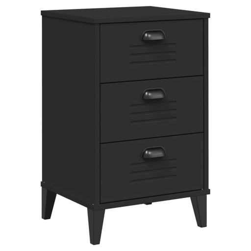 Bedside Cabinet Viken Black Solid Wood Pine Tiakox