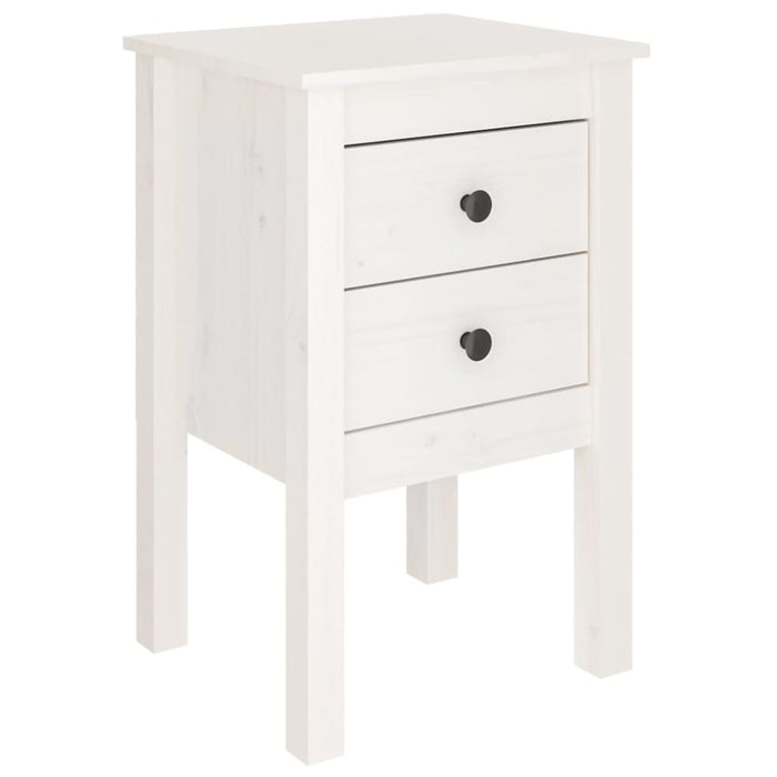 Bedside Cabinet White 40x35x61.5 Cm Solid Wood Pine Notlko