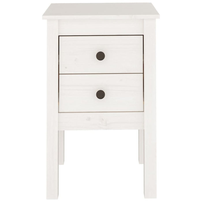 Bedside Cabinet White 40x35x61.5 Cm Solid Wood Pine Notlko
