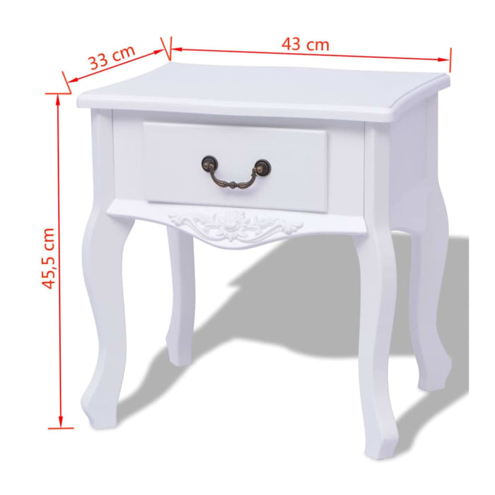 Bedside Cabinet Mdf White Xaxiak