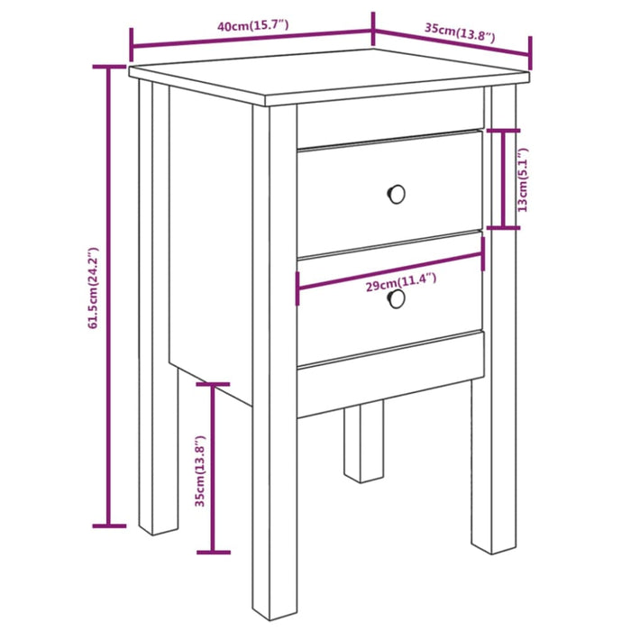 Bedside Cabinets 2 Pcs 40x35x61.5 Cm Solid Wood Pine Notlkb