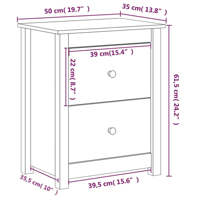 Bedside Cabinets 2 Pcs 50x35x61.5 Cm Solid Wood Pine Notlnb