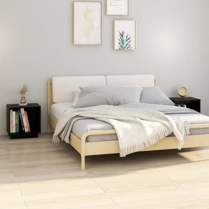 Bedside Cabinets 2 Pcs Black 40x30x40 Cm Solid Wood Pine