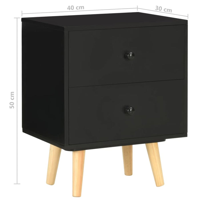 Bedside Cabinets 2 Pcs Black 40x30x50 Cm Solid Pinewood