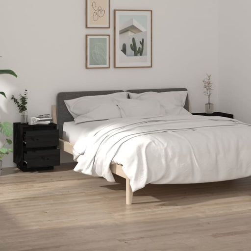 Bedside Cabinets 2 Pcs Black 40x35x50 Cm Solid Wood Pine