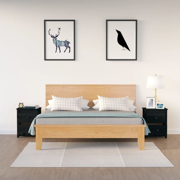 Bedside Cabinets 2 Pcs Black 50x35x61.5 Cm Solid Wood Pine