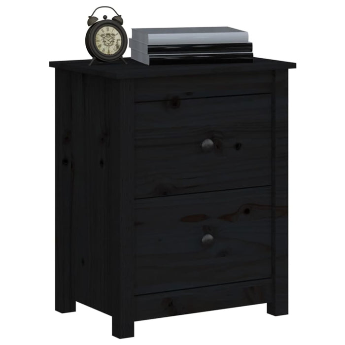 Bedside Cabinets 2 Pcs Black 50x35x61.5 Cm Solid Wood Pine