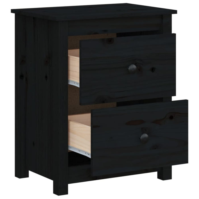 Bedside Cabinets 2 Pcs Black 50x35x61.5 Cm Solid Wood Pine