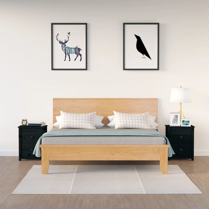 Bedside Cabinets 2 Pcs Black 50x35x61.5 Cm Solid Wood Pine