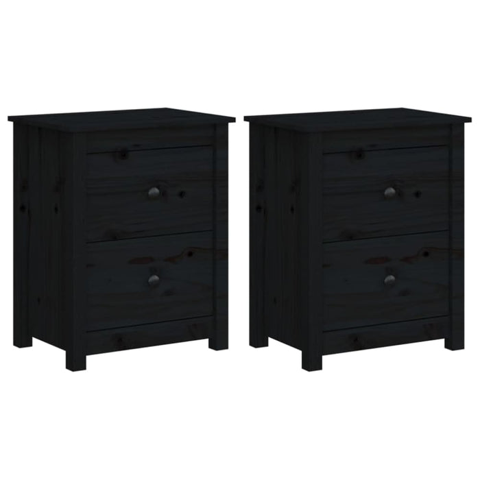 Bedside Cabinets 2 Pcs Black 50x35x61.5 Cm Solid Wood Pine