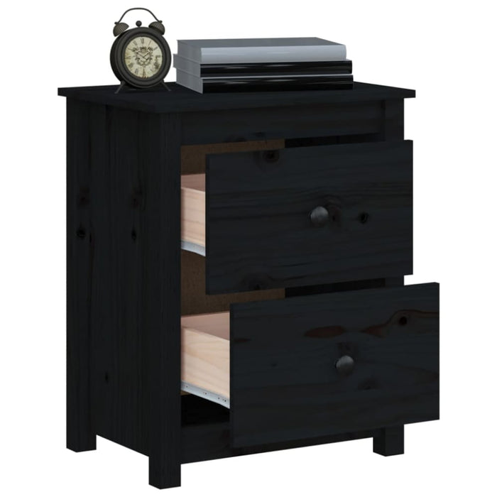 Bedside Cabinets 2 Pcs Black 50x35x61.5 Cm Solid Wood Pine
