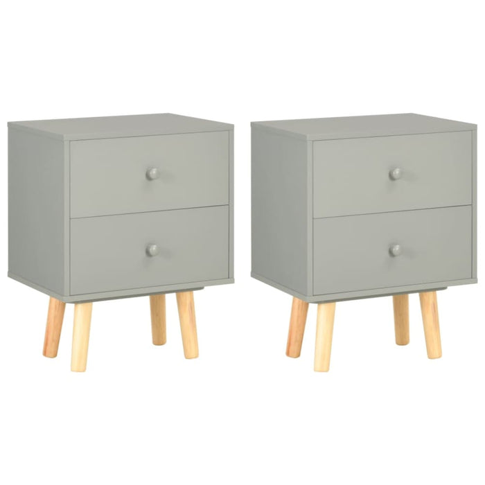 Bedside Cabinets 2 Pcs Grey 40x30x50 Cm Solid Pinewood