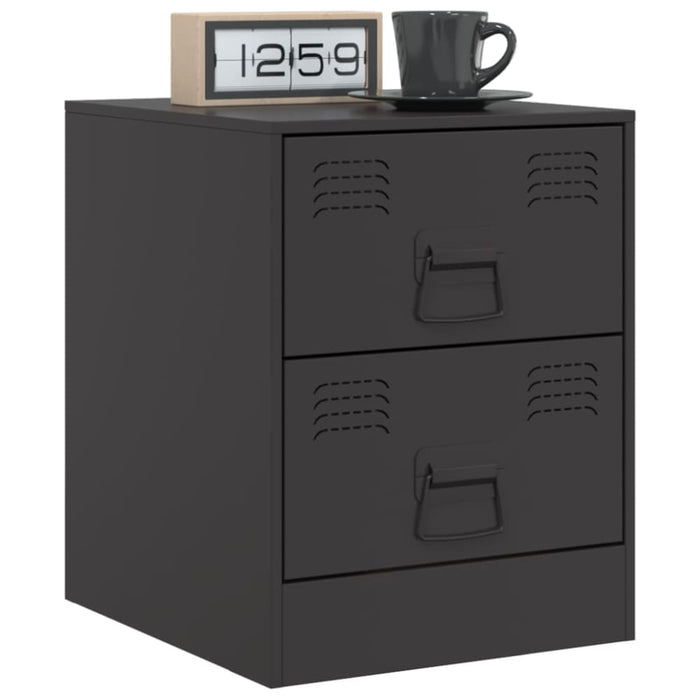 Bedside Cabinets 2 Pcs Black 34.5x39x44 Cm Steel Naolxb