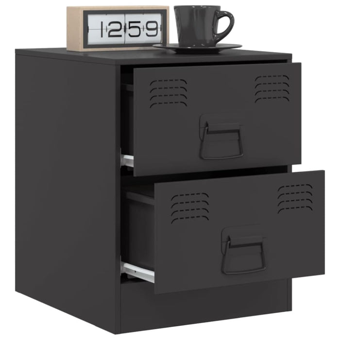 Bedside Cabinets 2 Pcs Black 34.5x39x44 Cm Steel Naolxb