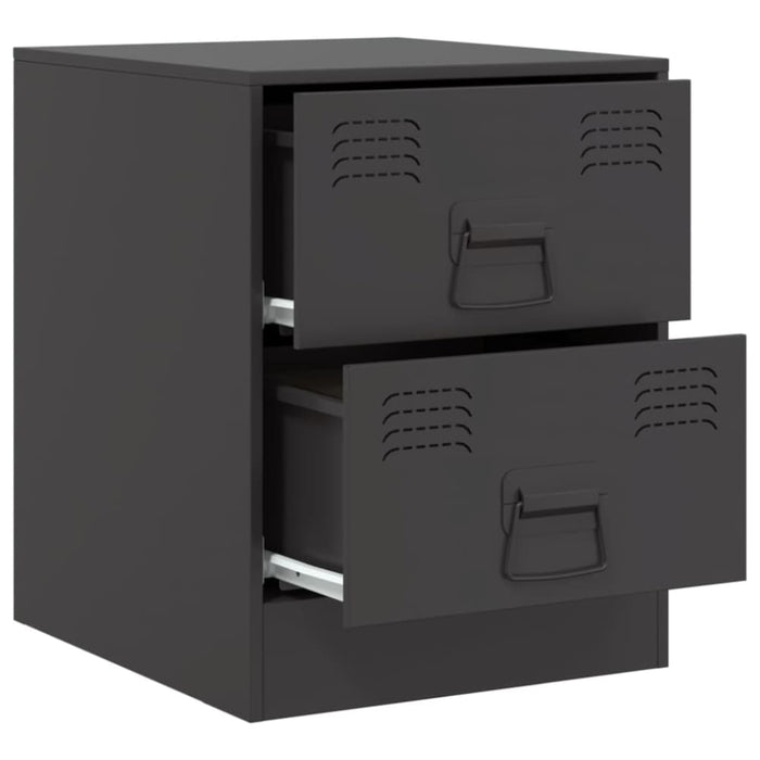 Bedside Cabinets 2 Pcs Black 34.5x39x44 Cm Steel Naolxb