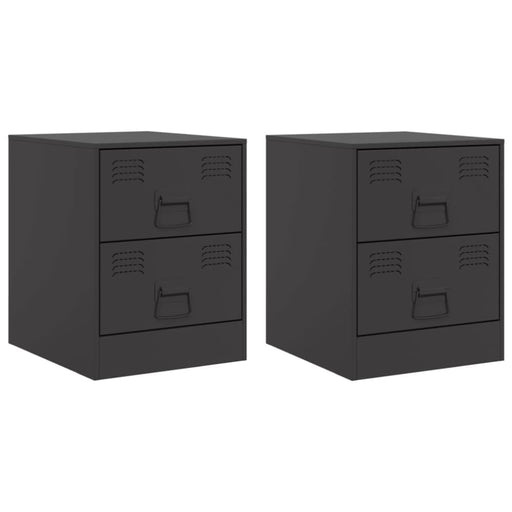 Bedside Cabinets 2 Pcs Black 34.5x39x44 Cm Steel Naolxb