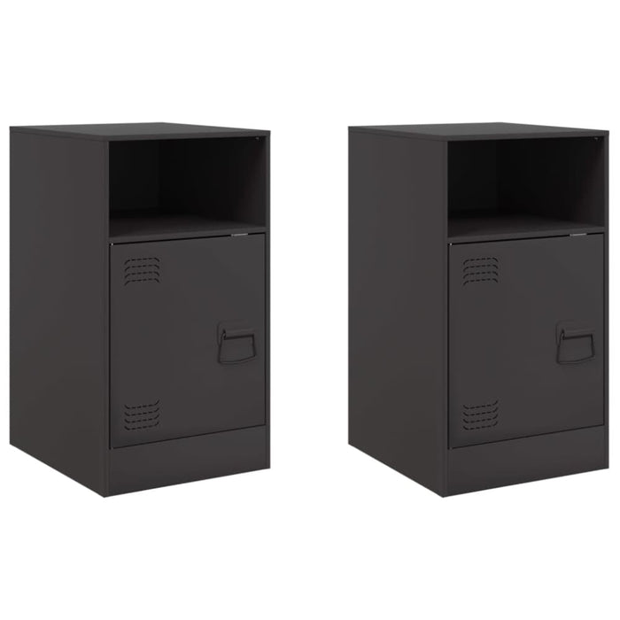 Bedside Cabinets 2 Pcs Black 34.5x39x62 Cm Steel Naoila