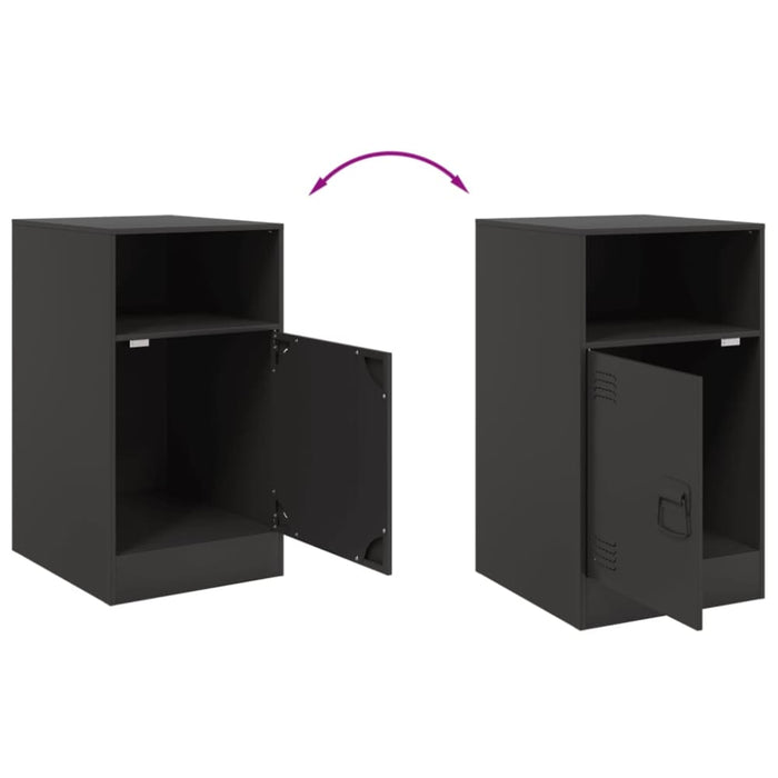 Bedside Cabinets 2 Pcs Black 34.5x39x62 Cm Steel Naoila