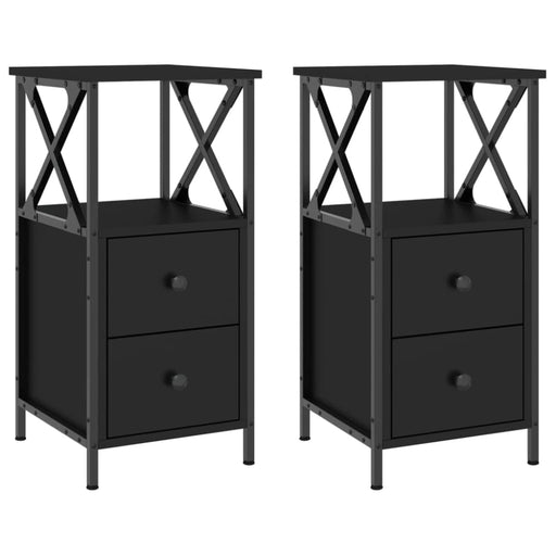 Bedside Cabinets 2 Pcs Black 34x35.5x70 Cm Engineered Wood