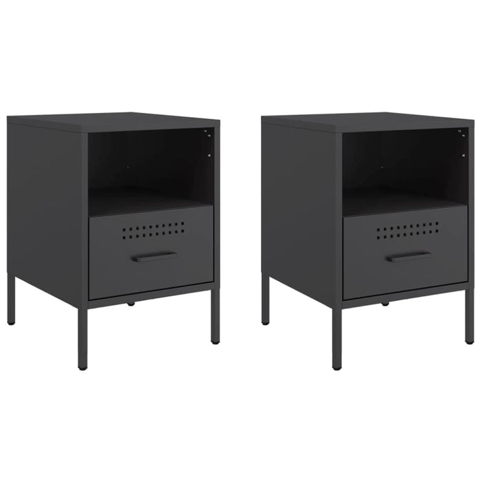 Bedside Cabinets 2 Pcs Black 36x39x50.5 Cm Cold-rolled