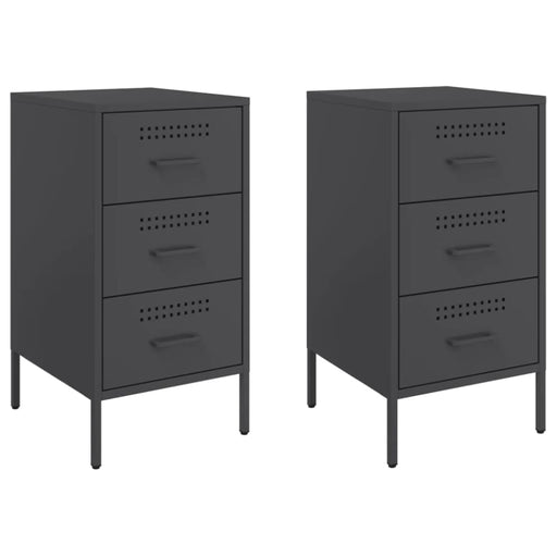 Bedside Cabinets 2 Pcs Black 36x39x68 Cm Cold-rolled Steel