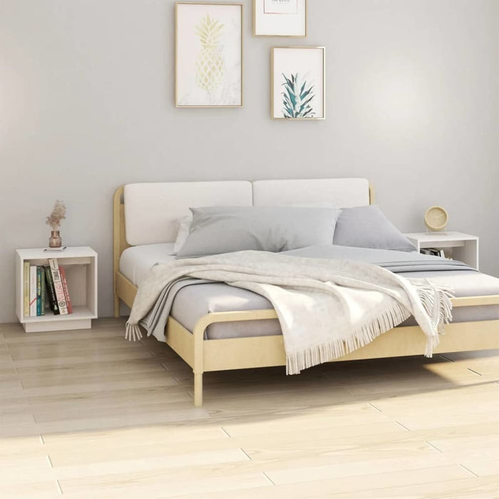Bedside Cabinets 2 Pcs White 40x30x40 Cm Solid Wood Pine