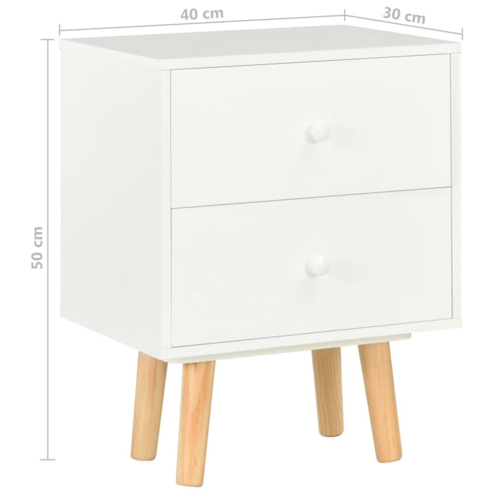 Bedside Cabinets 2 Pcs White 40x30x50 Cm Solid Pinewood