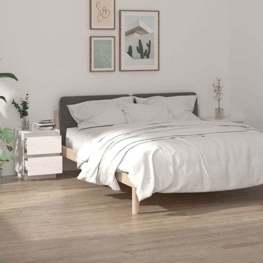 Bedside Cabinets 2 Pcs White 40x35x50 Cm Solid Wood Pine