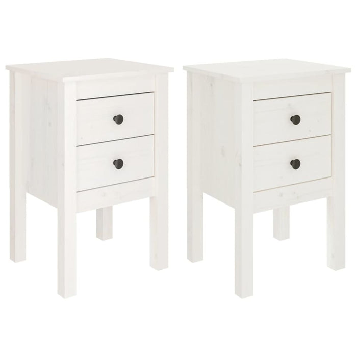 Bedside Cabinets 2 Pcs White 40x35x61.5 Cm Solid Wood Pine