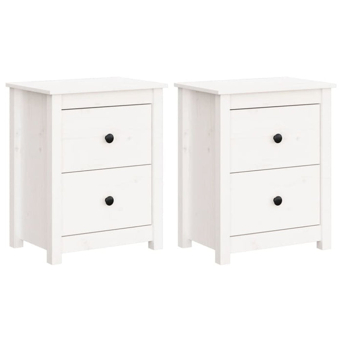 Bedside Cabinets 2 Pcs White 50x35x61.5 Cm Solid Wood Pine