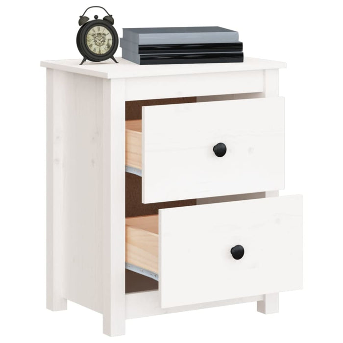 Bedside Cabinets 2 Pcs White 50x35x61.5 Cm Solid Wood Pine