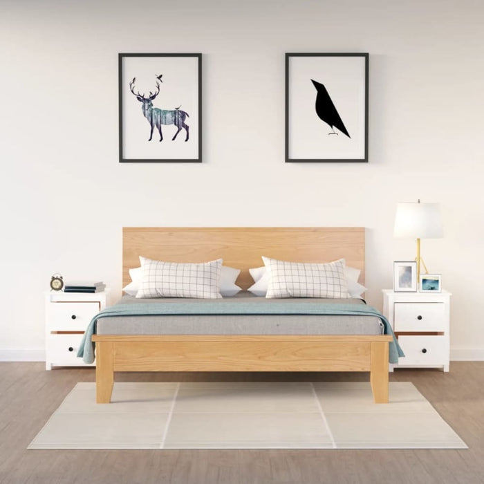 Bedside Cabinets 2 Pcs White 50x35x61.5 Cm Solid Wood Pine