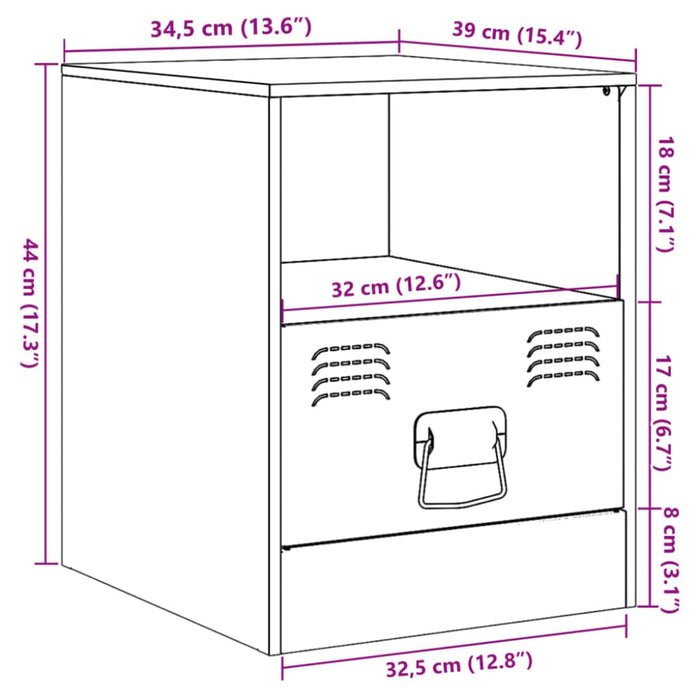 Bedside Cabinets 2pcs Black 34.5x39x44 Cm Steel Naoipx