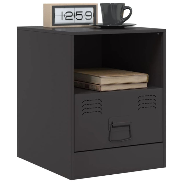 Bedside Cabinets 2pcs Black 34.5x39x44 Cm Steel Naoipx