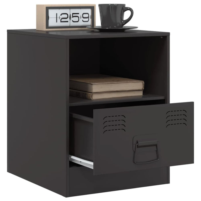 Bedside Cabinets 2pcs Black 34.5x39x44 Cm Steel Naoipx