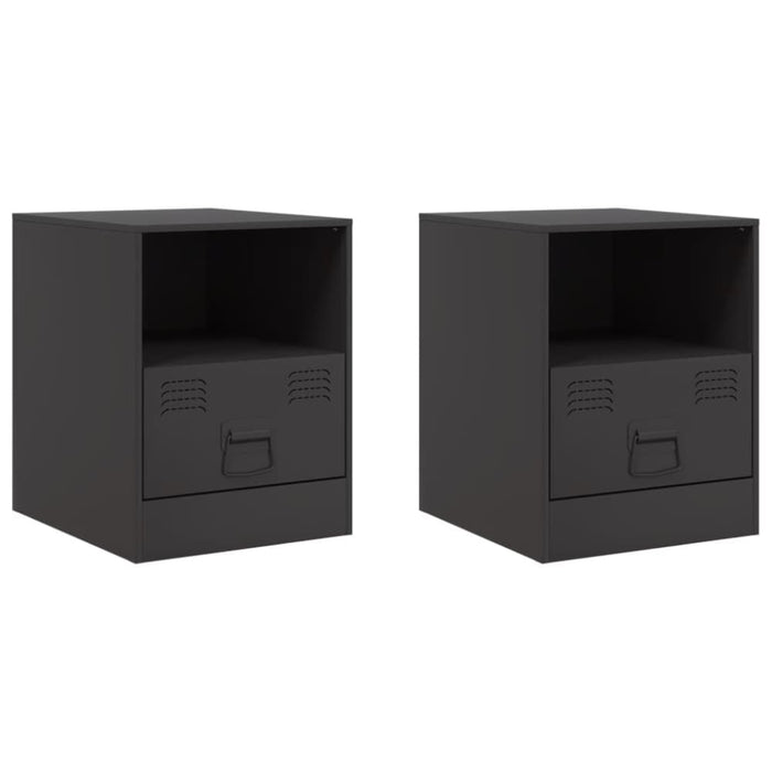 Bedside Cabinets 2pcs Black 34.5x39x44 Cm Steel Naoipx