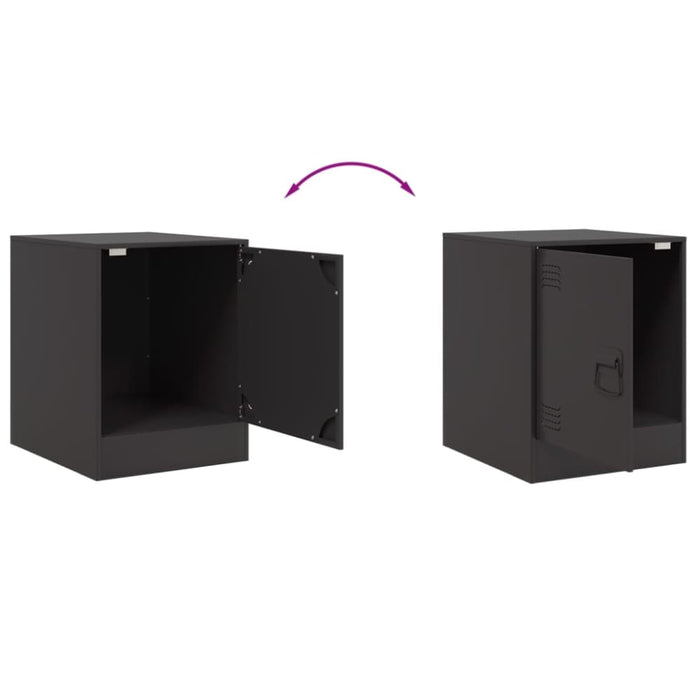 Bedside Cabinets 2pcs Black 34.5x39x44 Cm Steel Naolbn